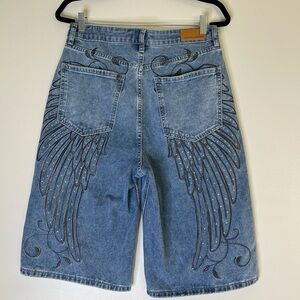 Austin Landing Blue Denim Jorts embroidered with studs Juniors size 9